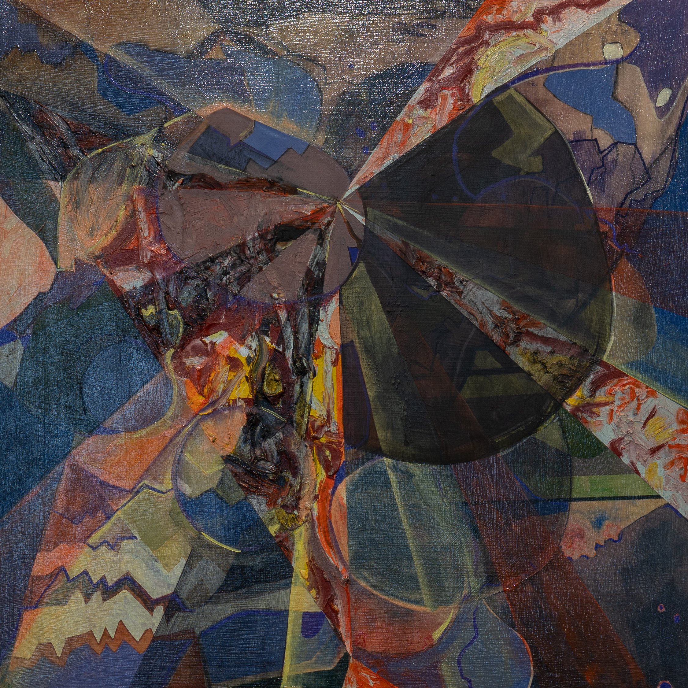 42 Degrees and Windy 2025, 
76x76cm Mixed media on board- 
 (Watercolor, Acrylic, Markers Charcoal and oil)
**Available** $1050- Plus postage- please email inquiry 