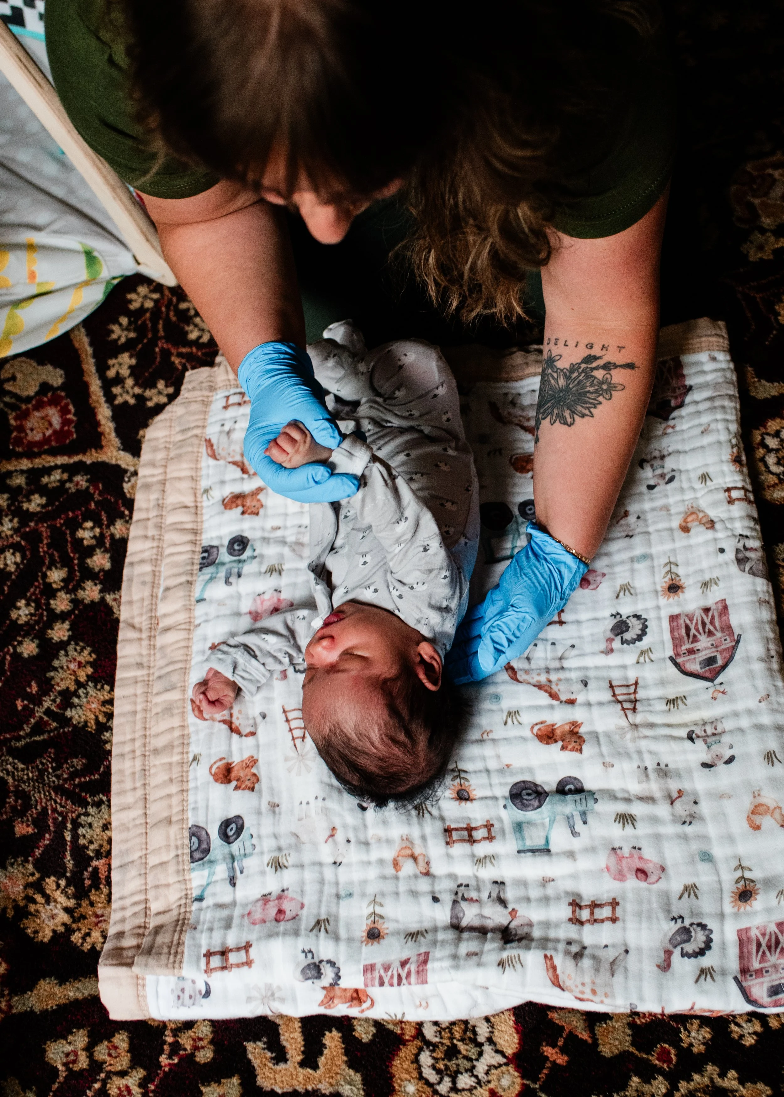 Gentle Craniosacral Fascial Therapy for a postpartum parent and infant at home