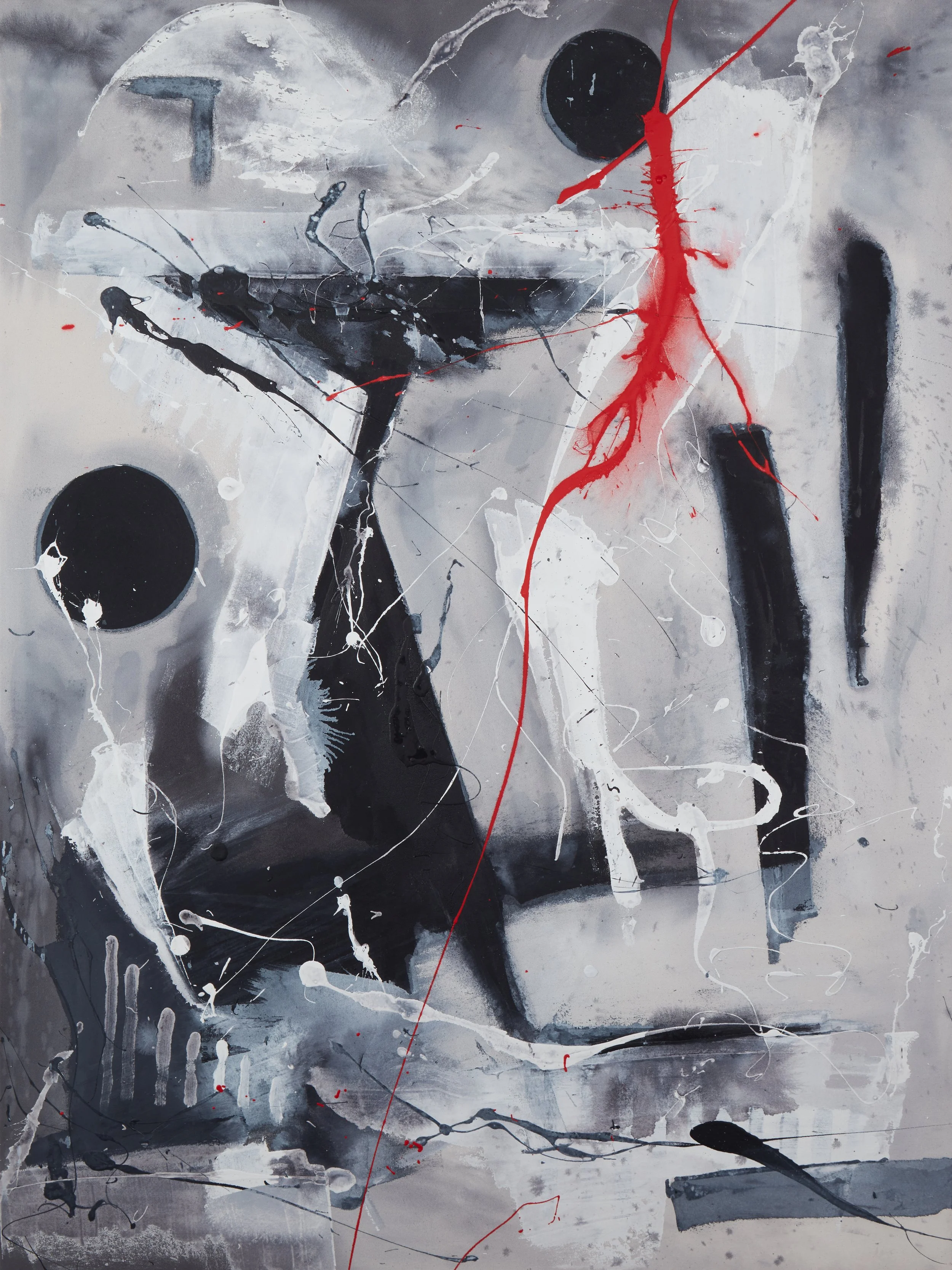 Crow And Two Moons, 2025, 48 x 36