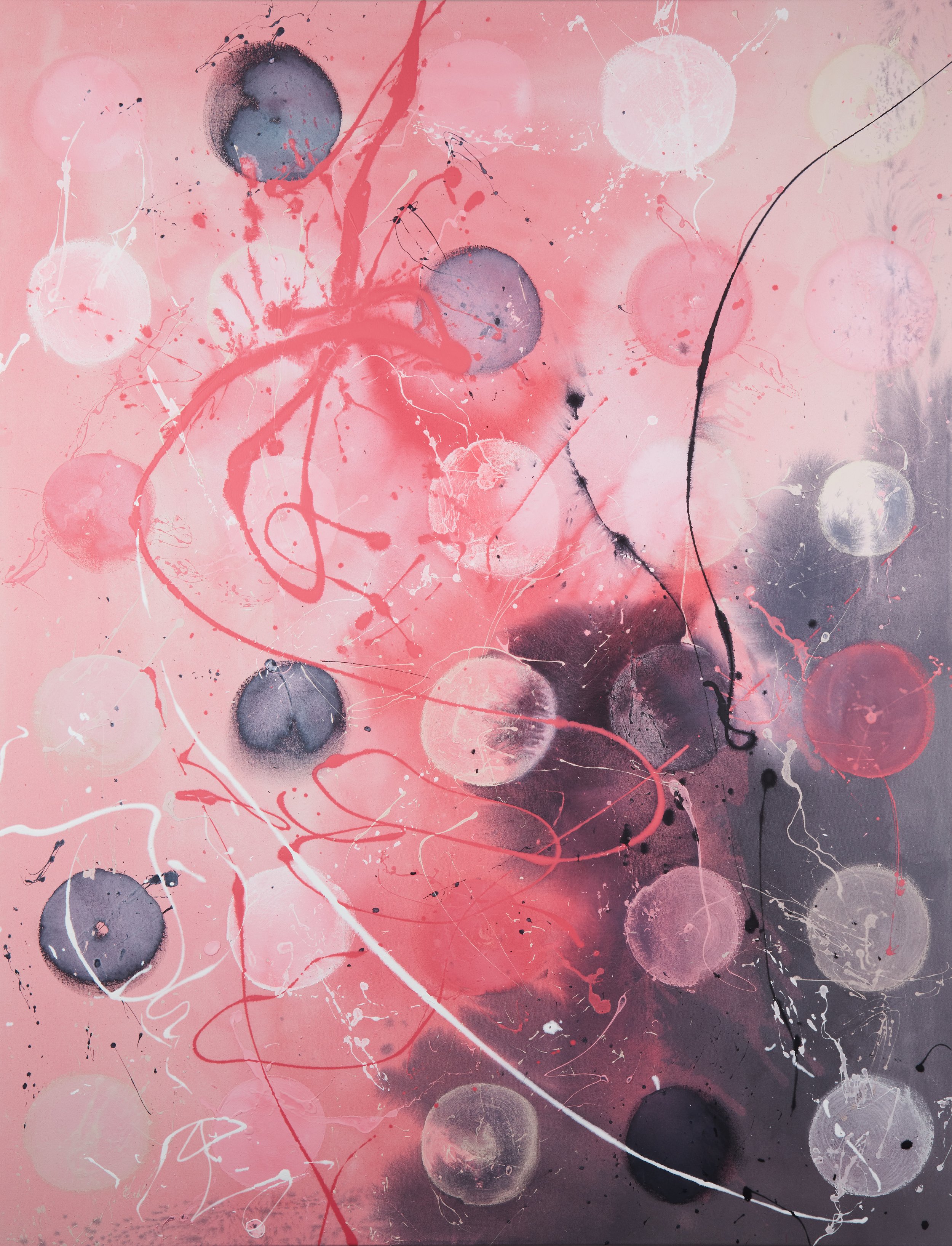 Thirty Moons On Pink, 2025, 60 x 46