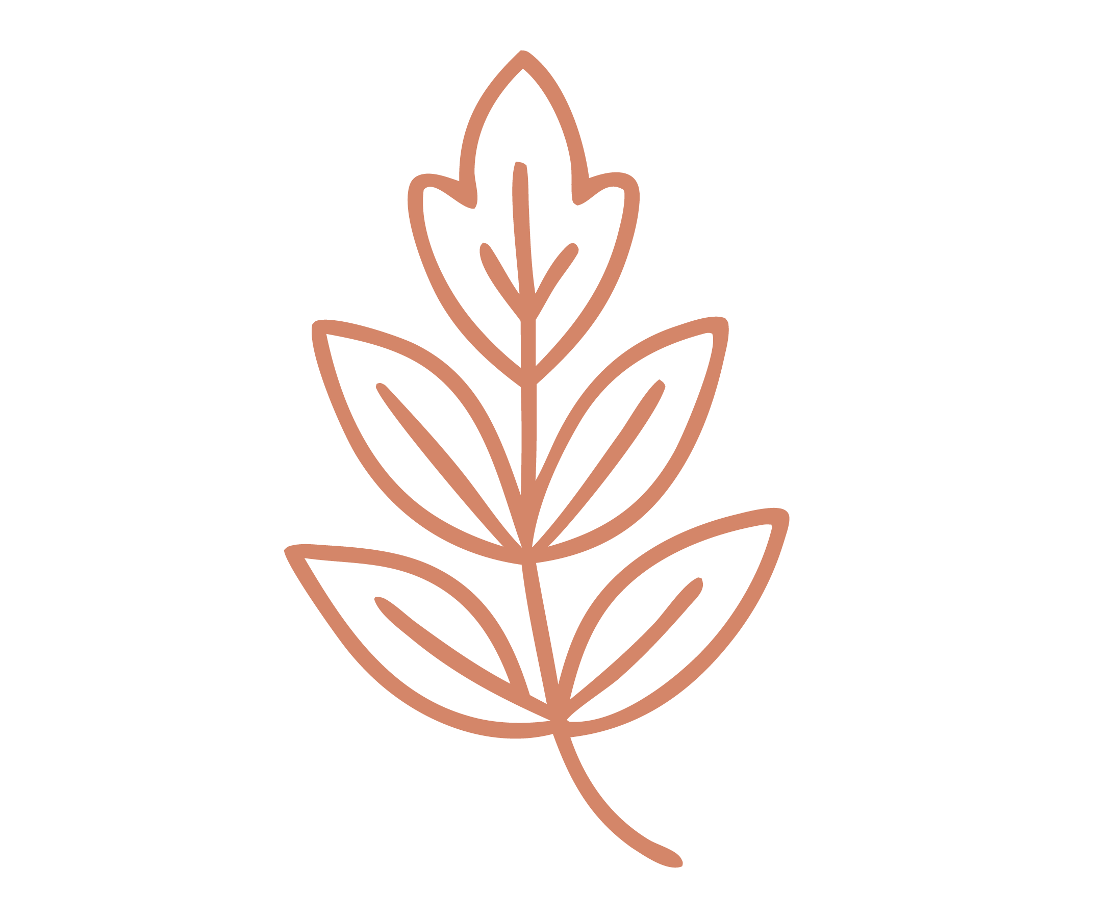 Line drawing of a blooming flower in a copper color on a black background