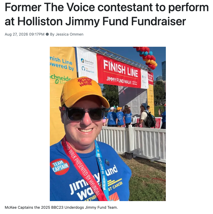 Bob Interviewed in Holliston town news