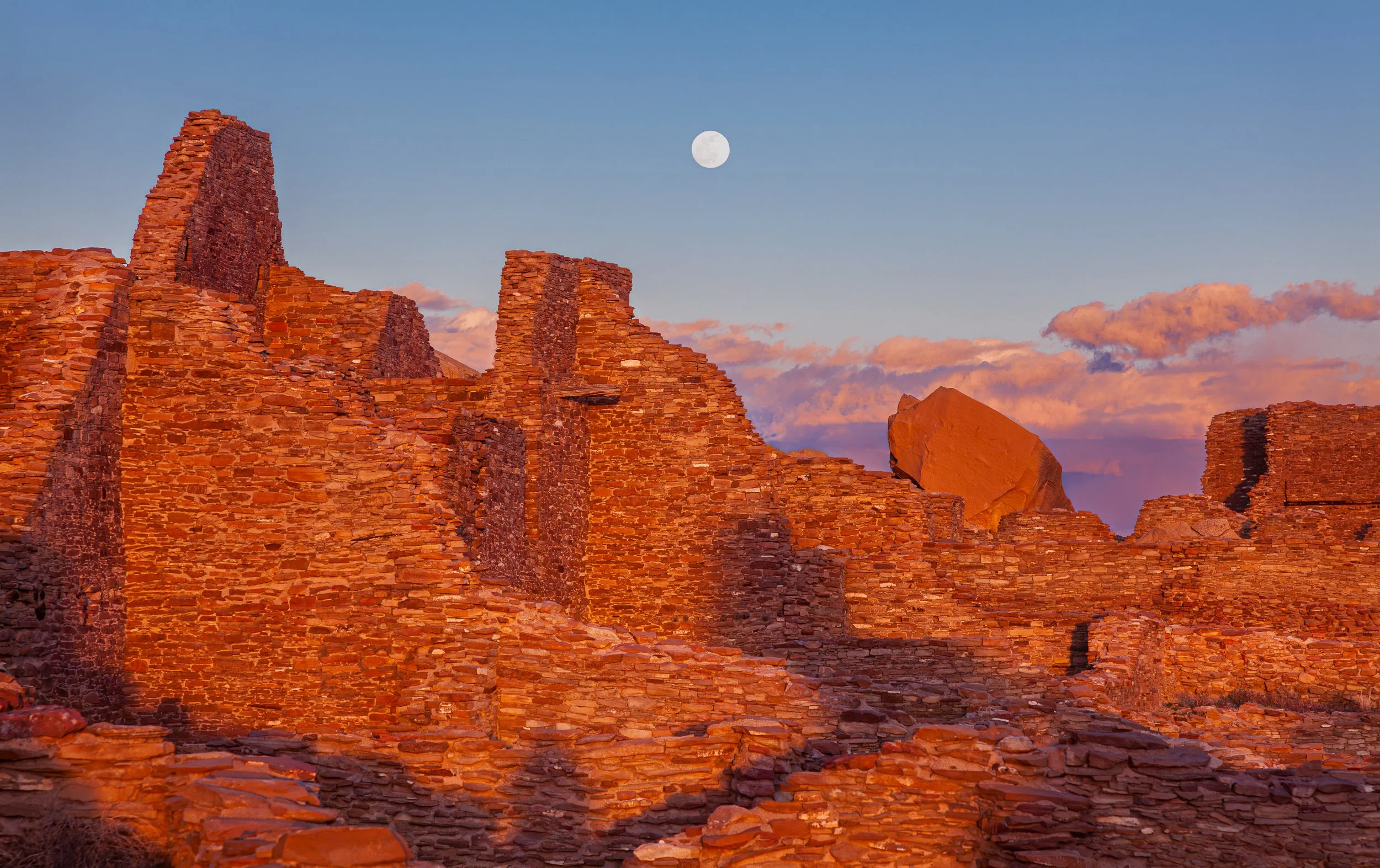 Moonrise, Pueblo Bonito, Chaco Culture National Historical Park, NM. 