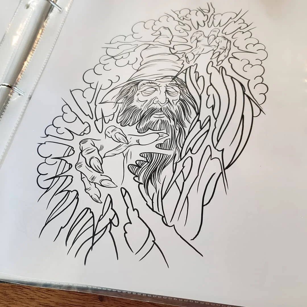 some more wanna do pieces and projects by @eric_the_ancient_rooster . stop in to inquire #fancyroostertattoo #montrose #colorado #coloradotattoos #coloradotattooartist #dragontattoo #wizardtattoo #snaketattoo #pheonixtattoo #biomechtattoo #strangeshi