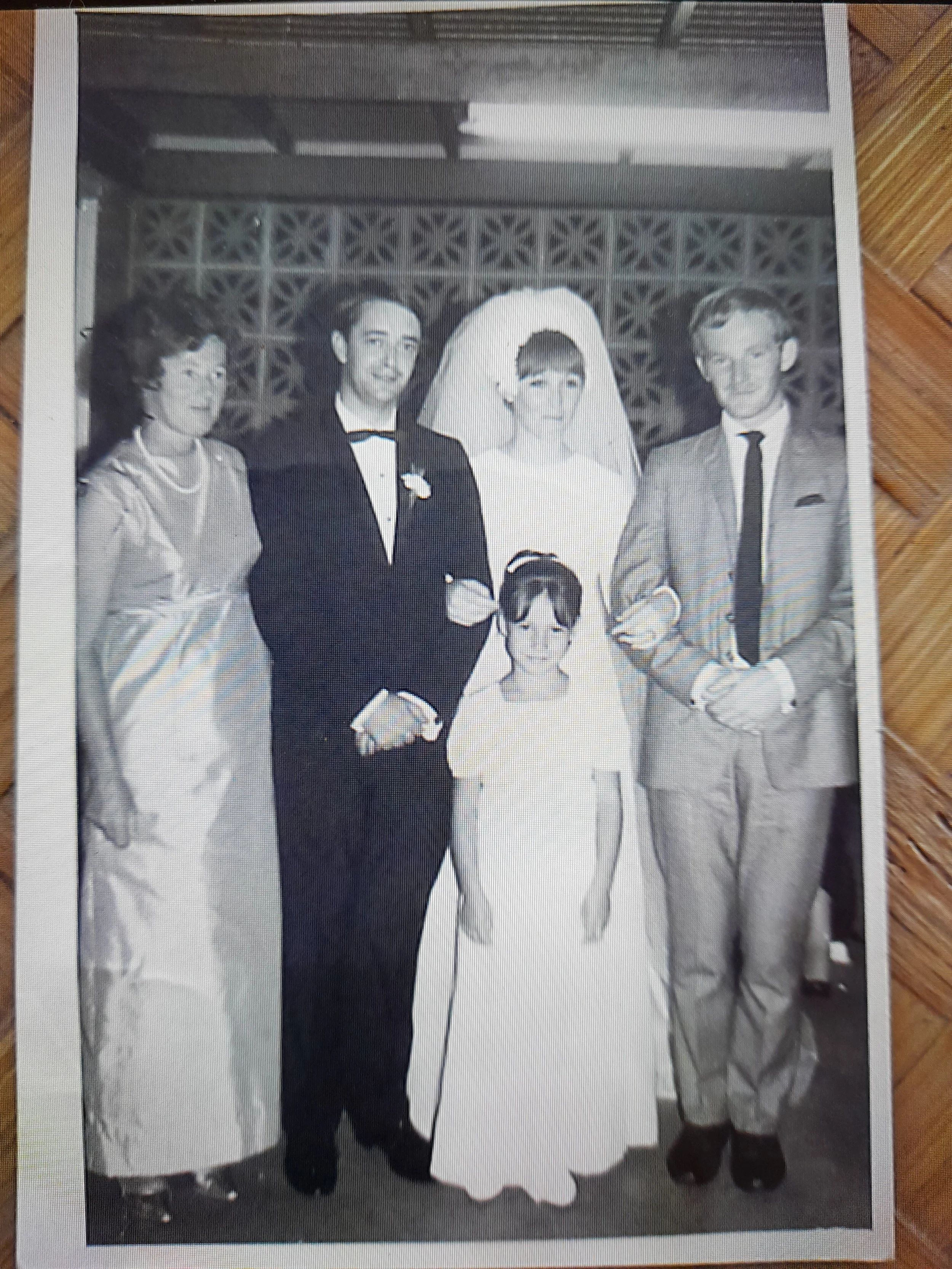 Judy's wedding. Mum made her dress and Cheryls. My brother Jim is on the left