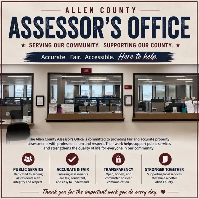 Customer service counter at the Allen County Assessor's Office.