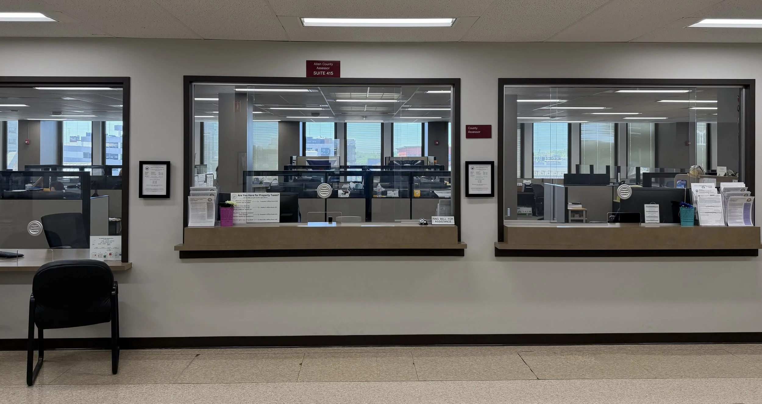Allen County government office service counter in Fort Wayne Indiana