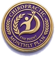 Logo for Chiropractic The Point Monthly Plan, featuring a stylized figure and laurel leaves.