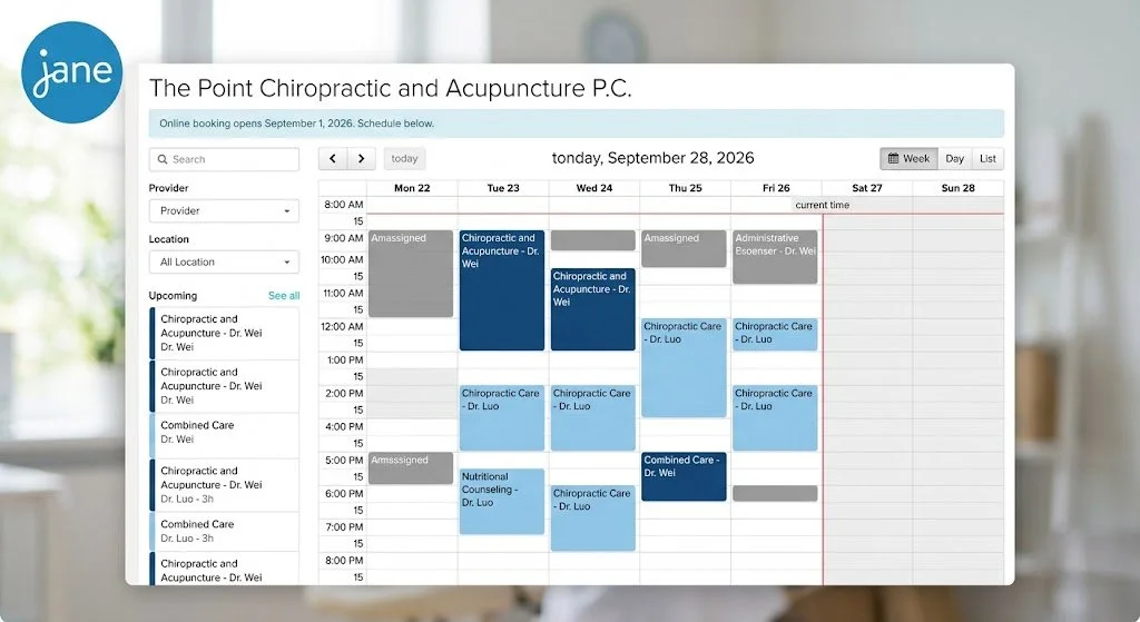 Book online with Dr. Luo or Dr. Wei at The Point Chiropractic and Acupuncture in Mineola, NY