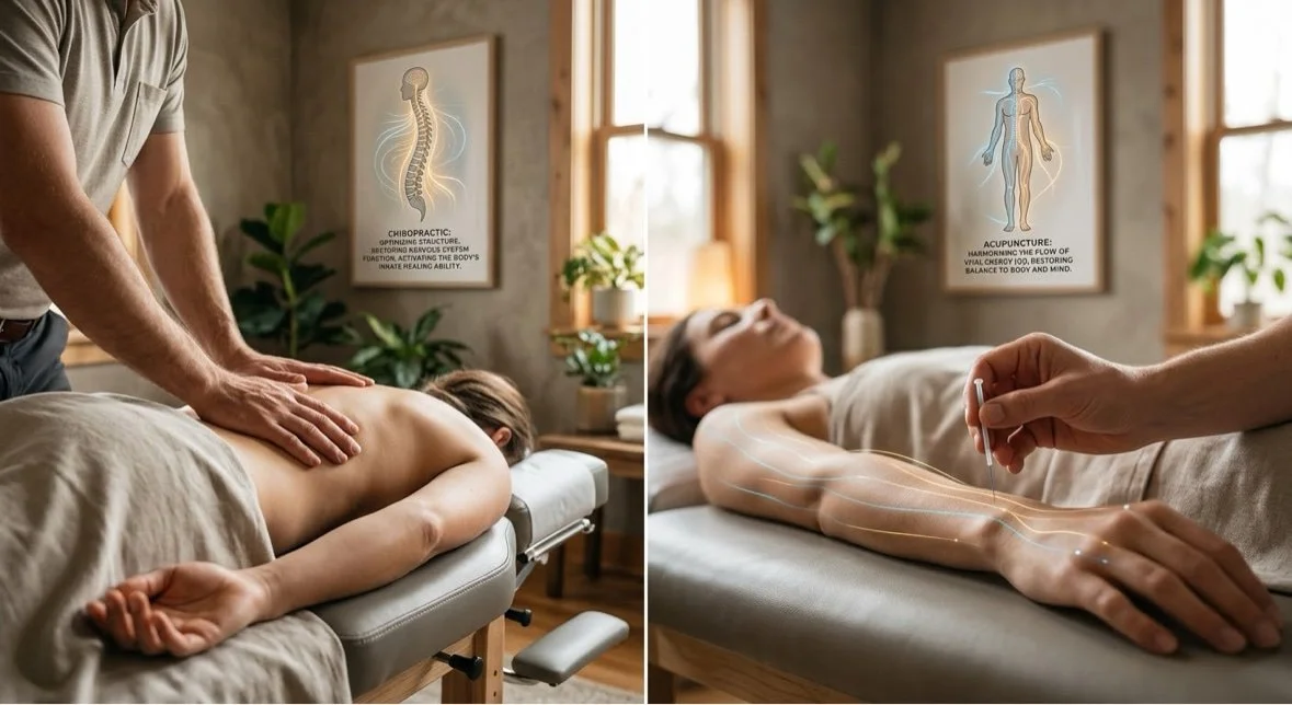 Chiropractic adjustment and acupuncture treatment at The Point