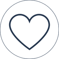 Outline of a heart enclosed within a circular border.