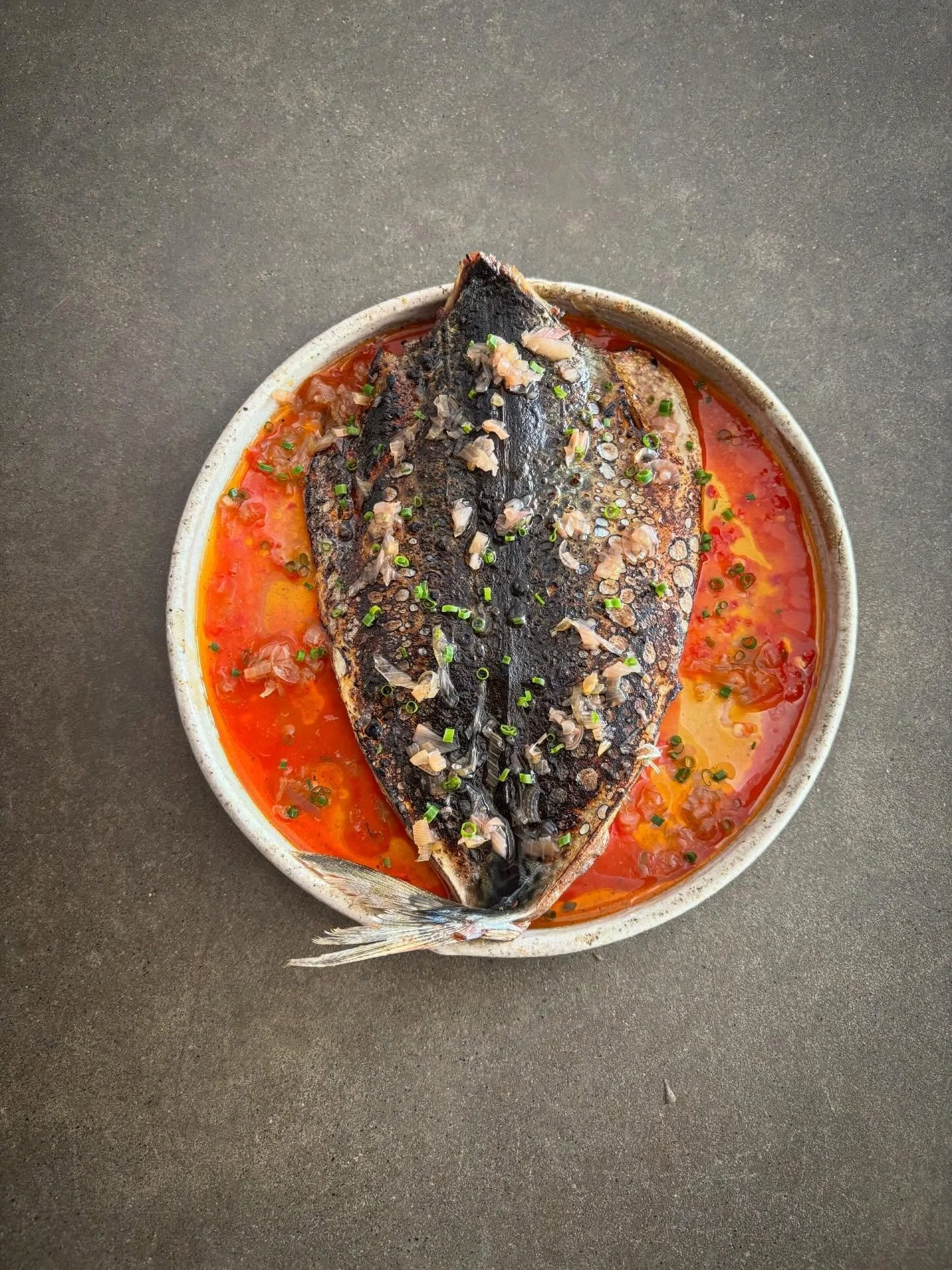Special for this weekend:
Saba mackerel with fermented chilli&amp; crab sauce, picked tropea onions 
Stunning Saba from @soueast_seafoods