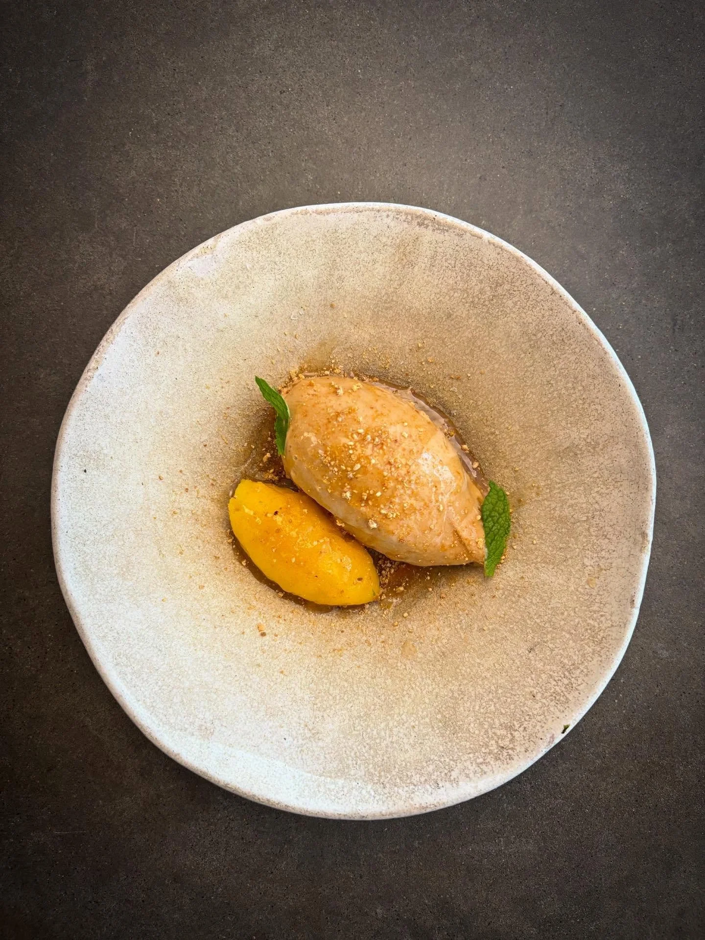 New dessert on the menu 🍨 
Toasted buckwheat ice cream with citrus salt &amp; honey vinegar,
and finished with bright mango sorbet.
Nostalgic and toasty, yet still bright and summery🏖️