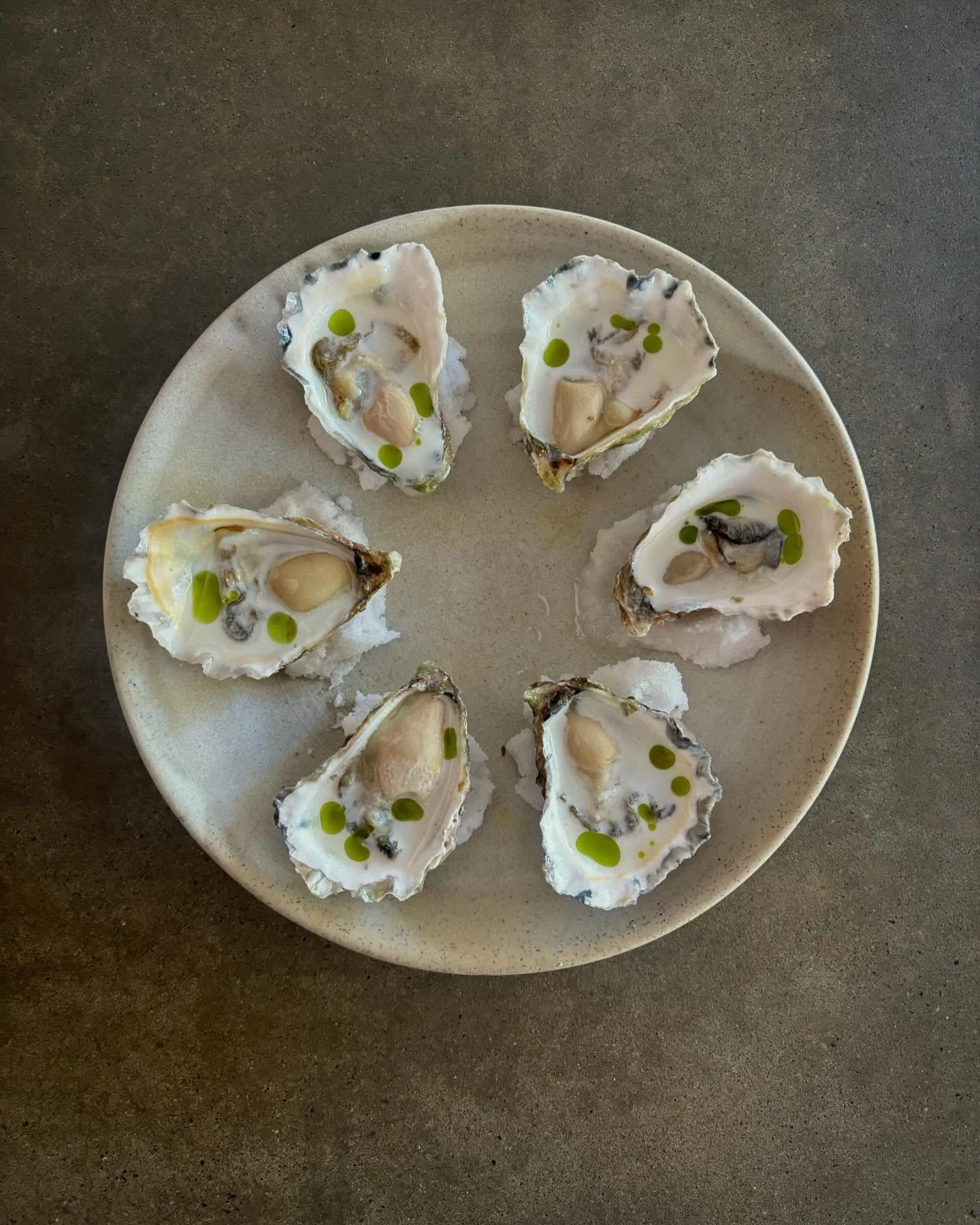 [New dish] Merimbula Sydney Rock oyster/ macadamia dashi/ juice&amp;zest of lemon/ negi&amp;herb oil