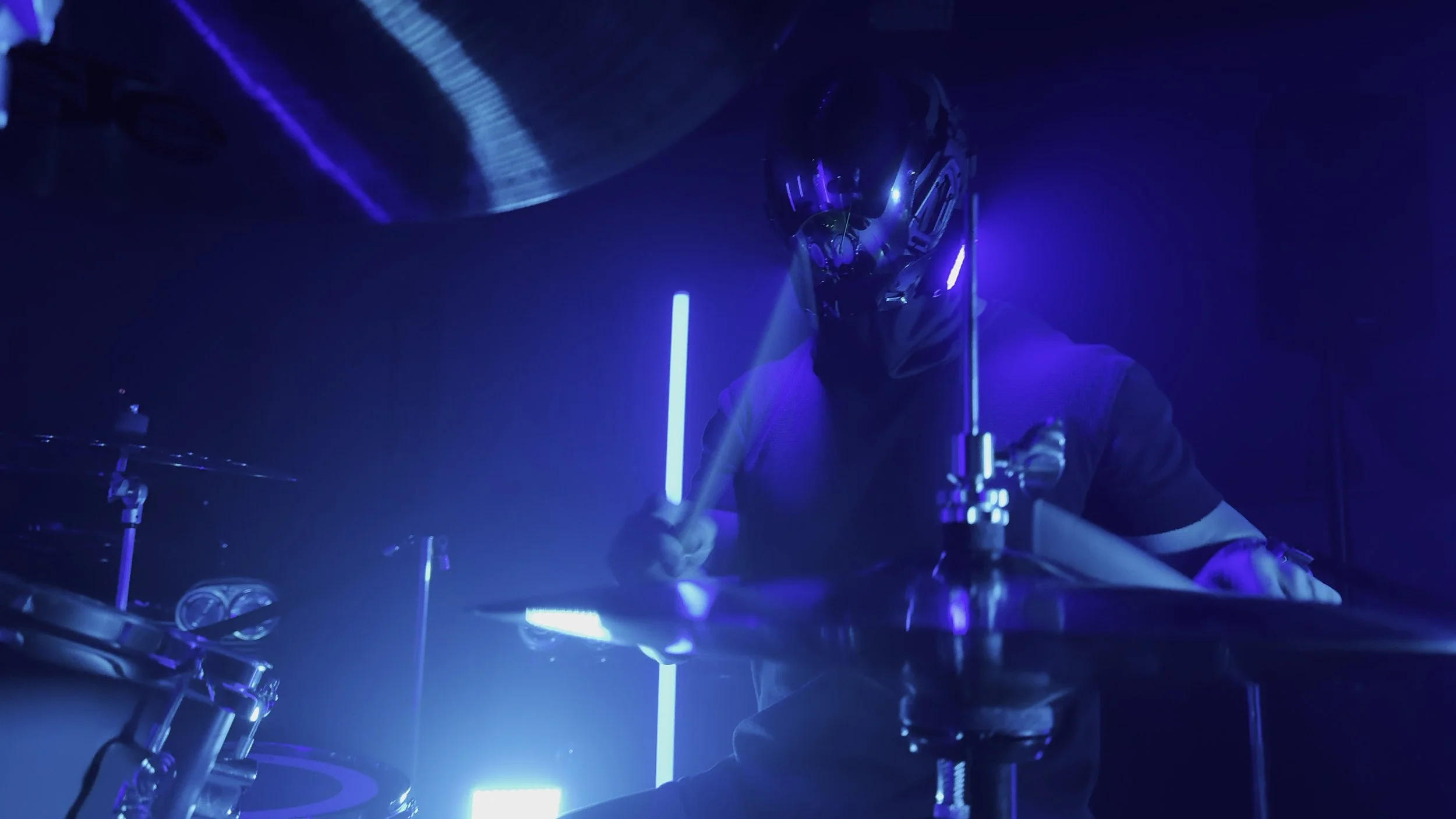 Laser Harp show with drums