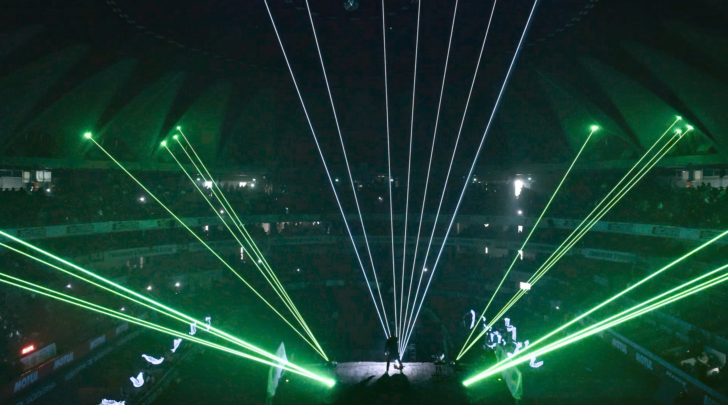 Laser Harp show at Lyon Stadium