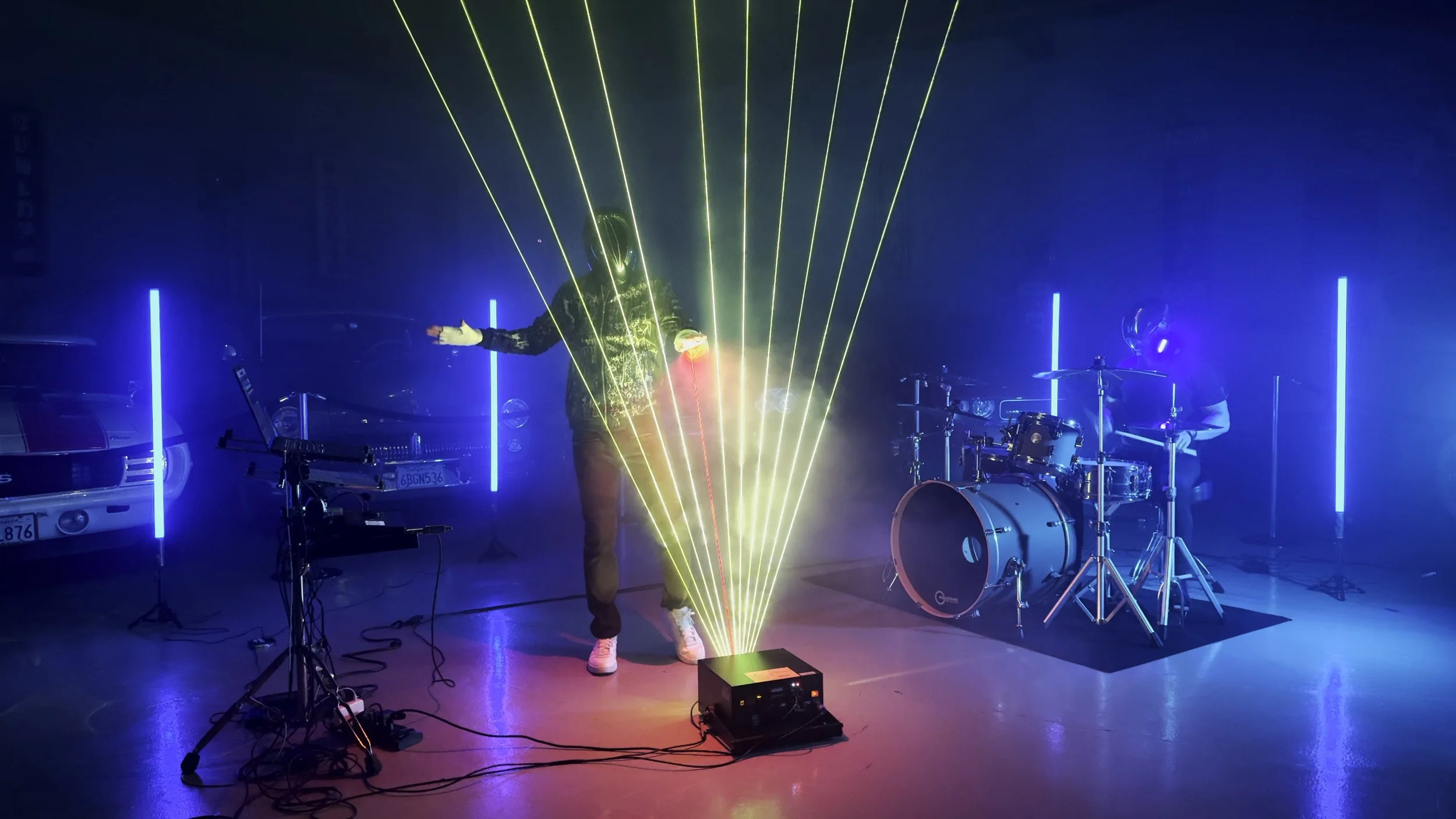 Laser harp multimedia performance