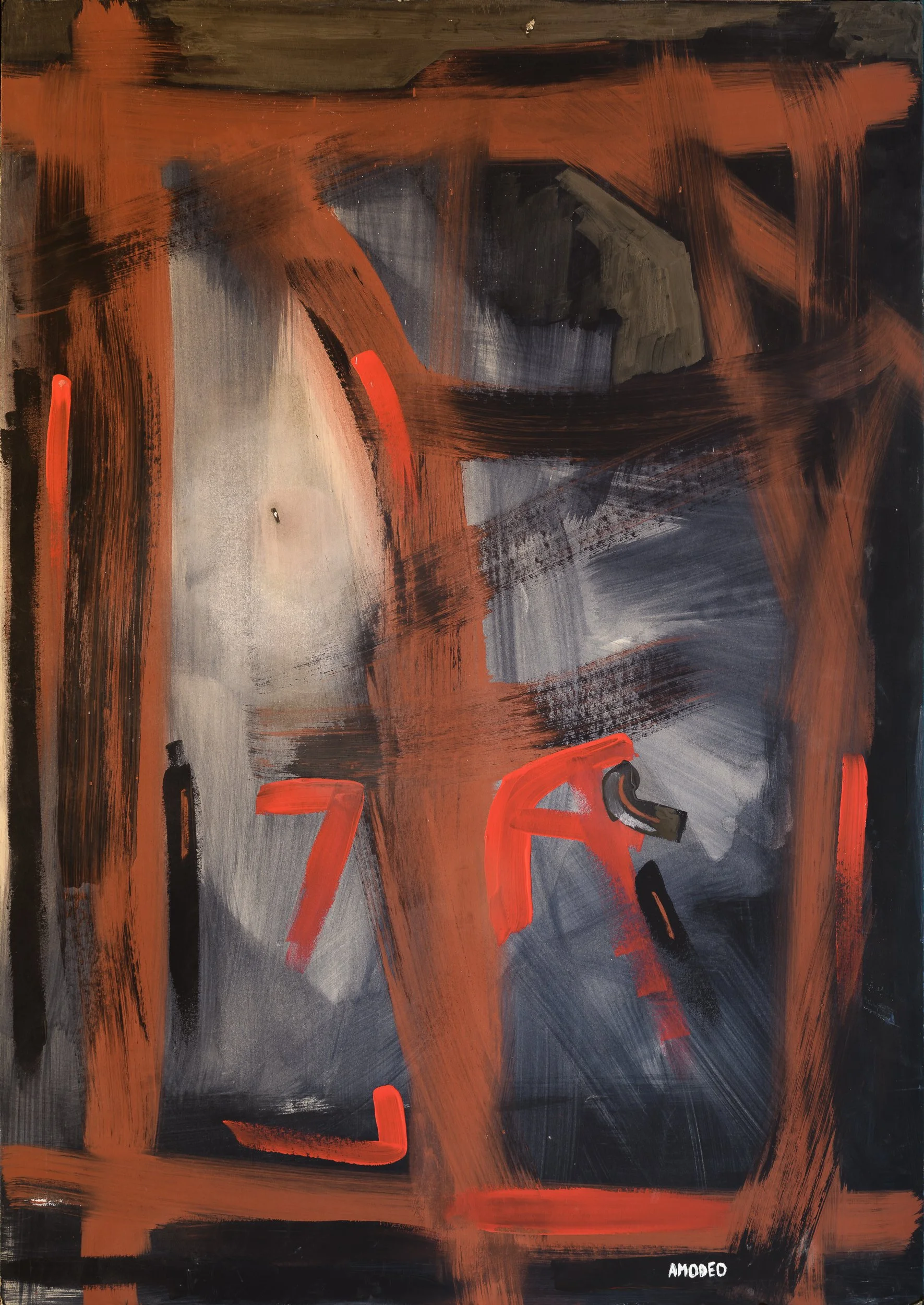  Era il secolo delle visioni 
olio su cartoncino e tela, 101 x 72 cm, 2018
