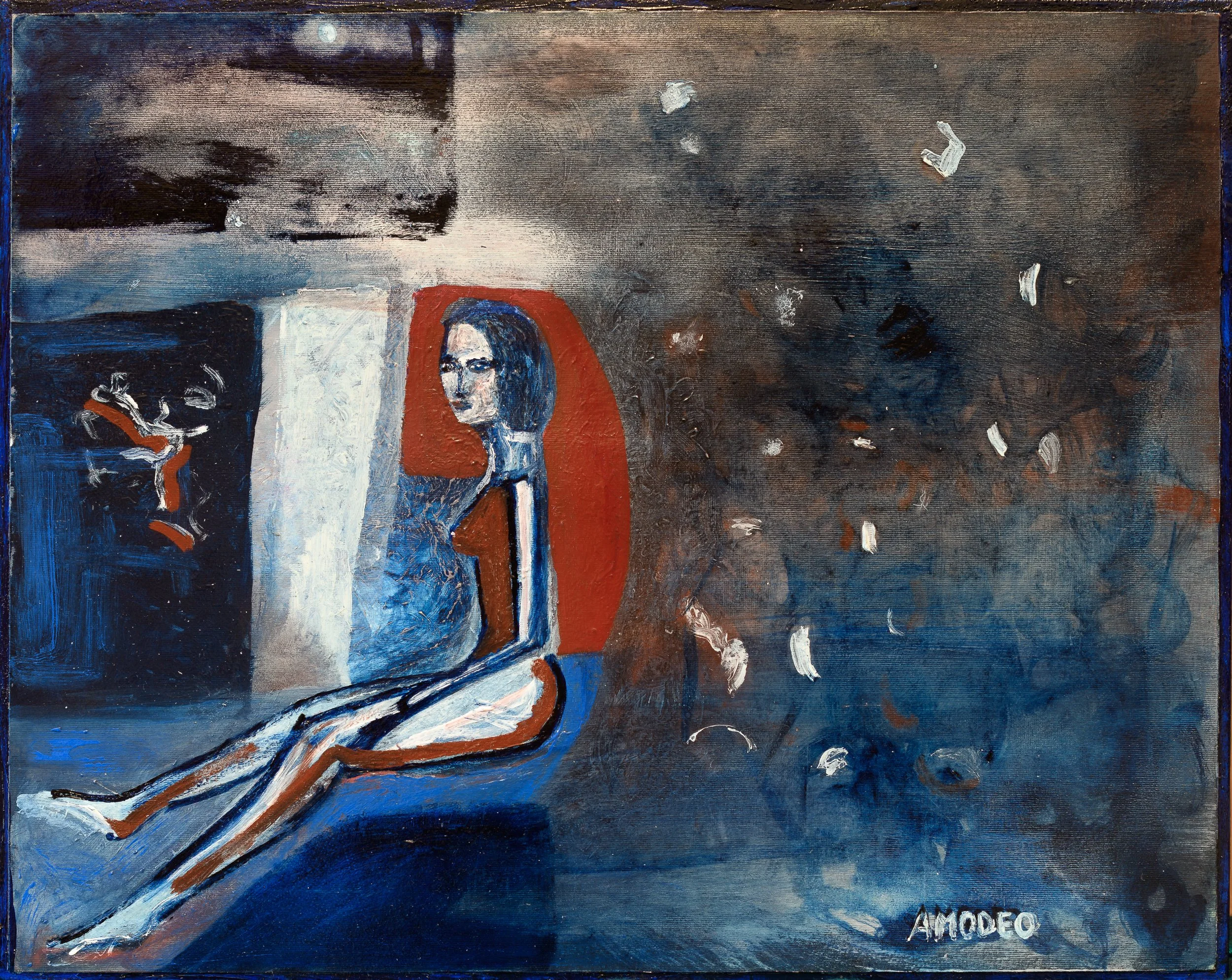  A piedi scalzi nel vortice 
olio su carta e tavola, 40 x 50 cm, 2019
