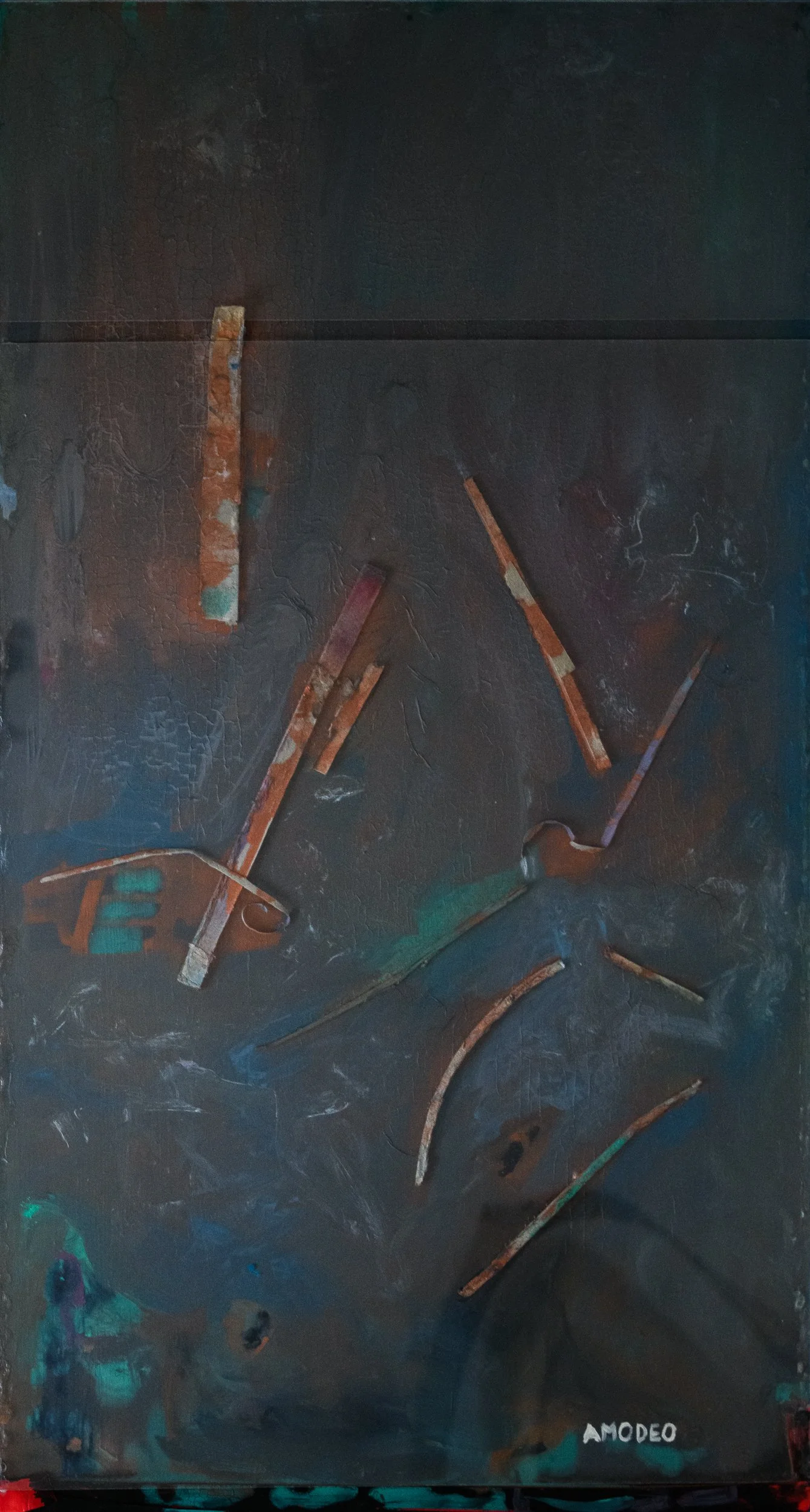  Segnali di vita fuoriescono 
tecnica mista su cartoncino/plexiglass, 93 x 50 cm, 2022
