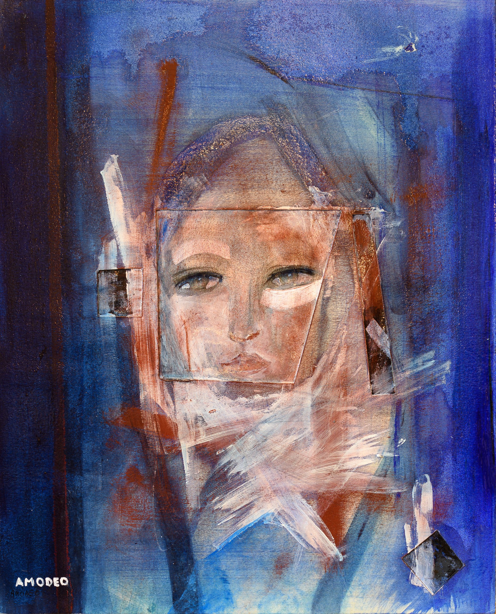  Armatura mentale 
tecnica mista su carta e tavola, 50 x 40 cm, 2018
