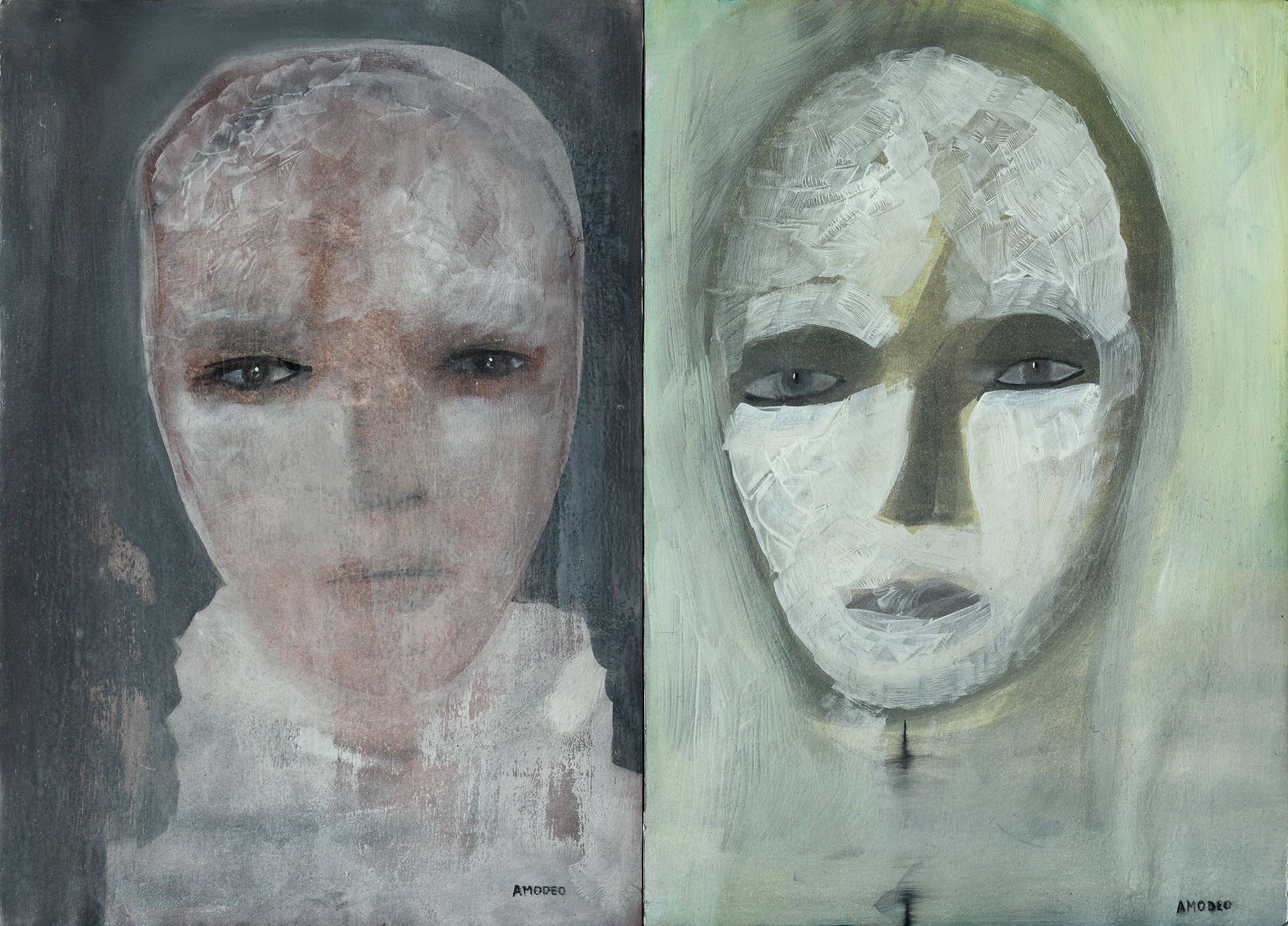  Specchio di una reverenda badessa 
Dittico, olio su carta e tavole, 48 x 66 cm, 2021
