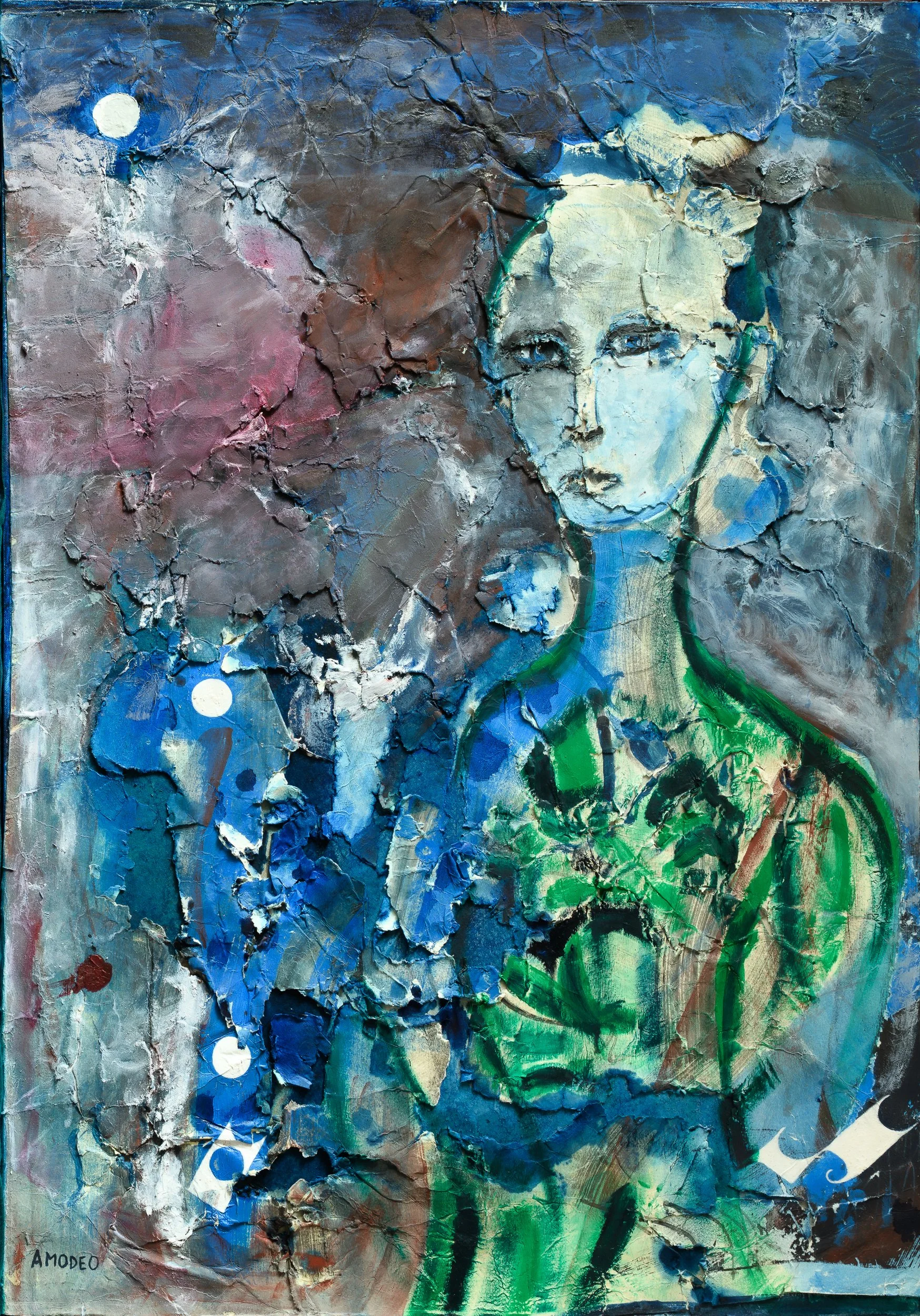  Sfida alla ricerca dell'armonia 
tecnica mista su cartone e tela, 100 x 70 cm, 2020
