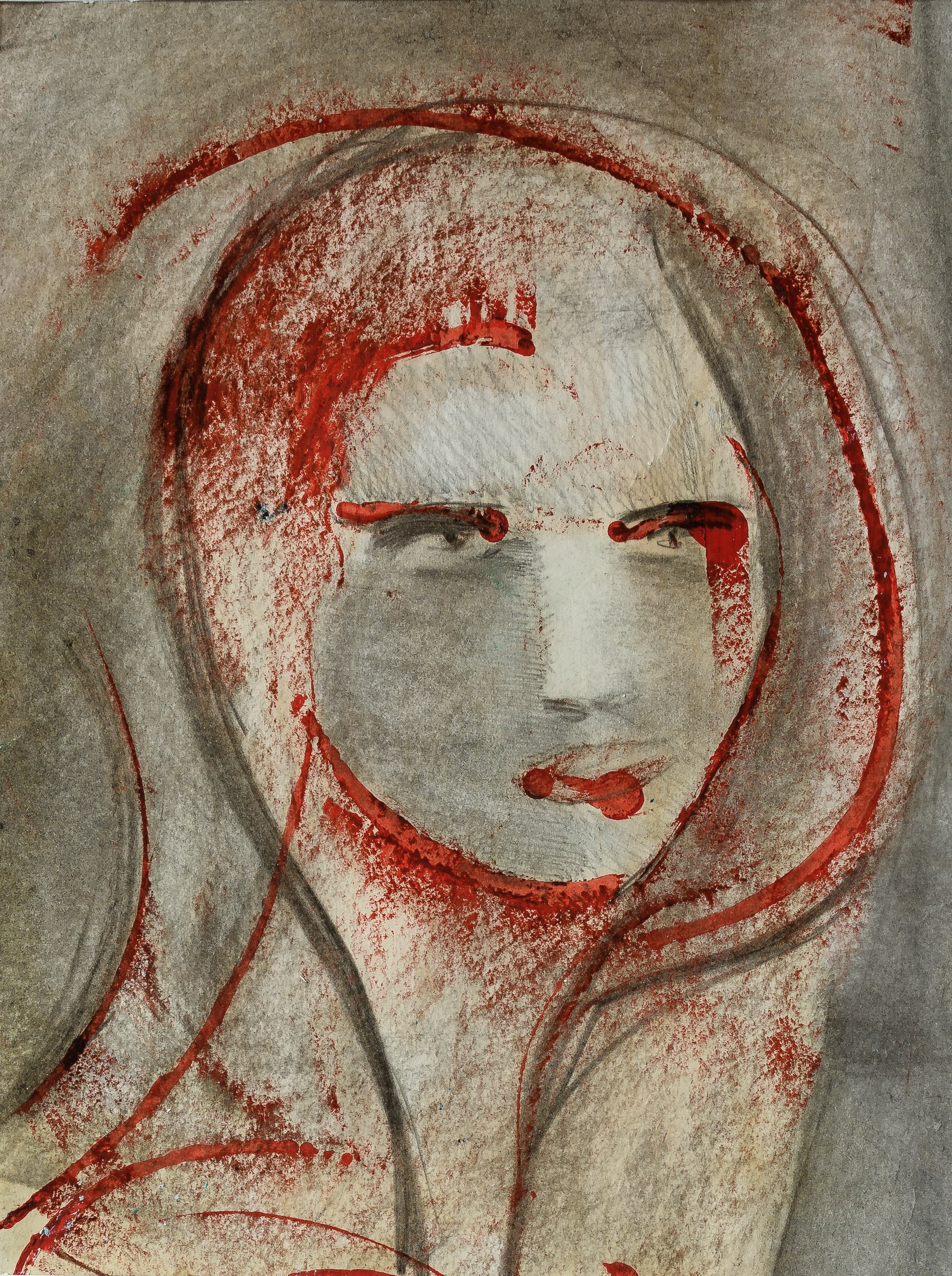  Madonna crocifissa 
olio su carta e tavola, 33 x 25 cm, 2015
