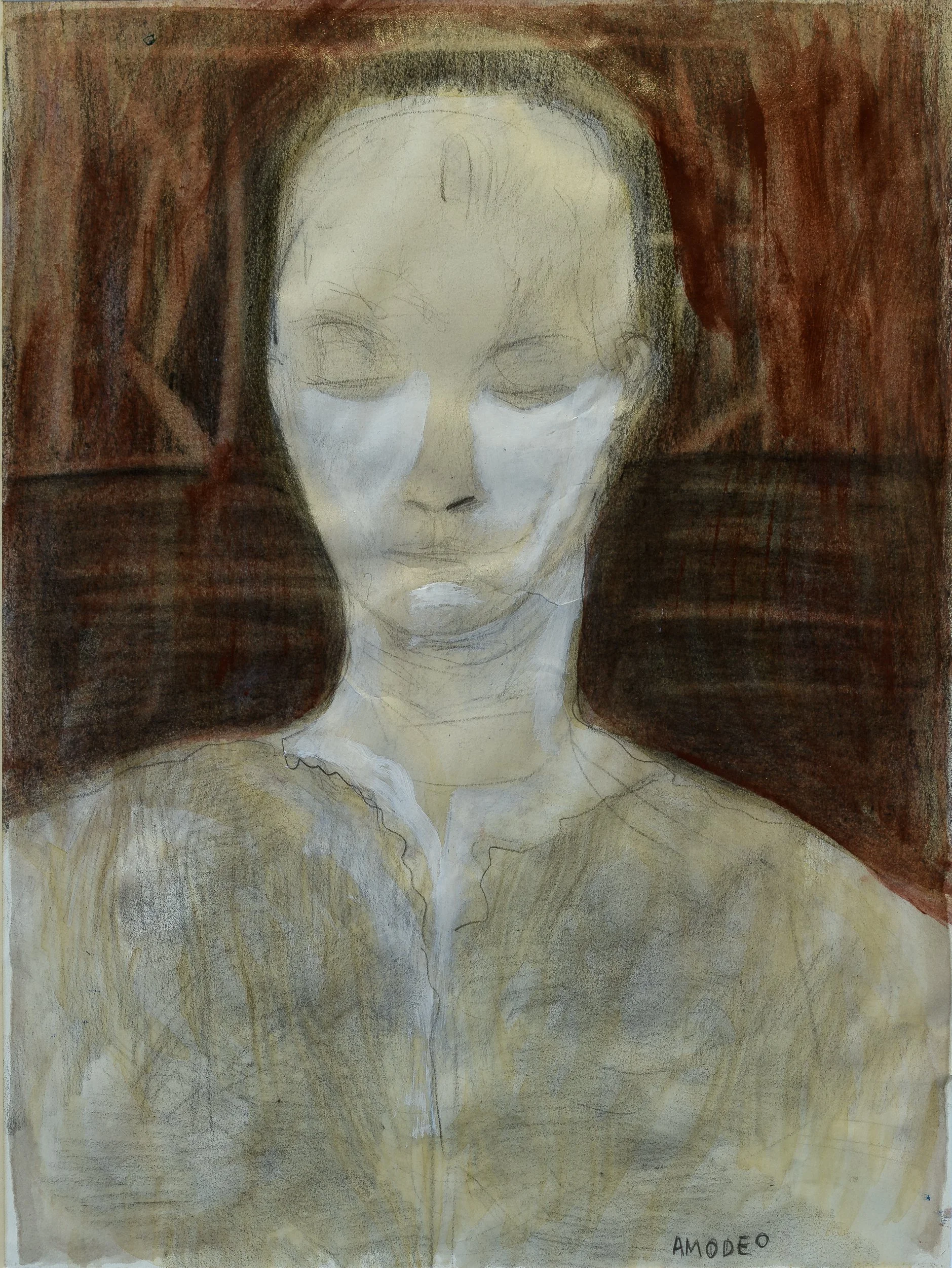  Silenzio 
olio su carta e tavola, 42 x 30 cm, 2017
