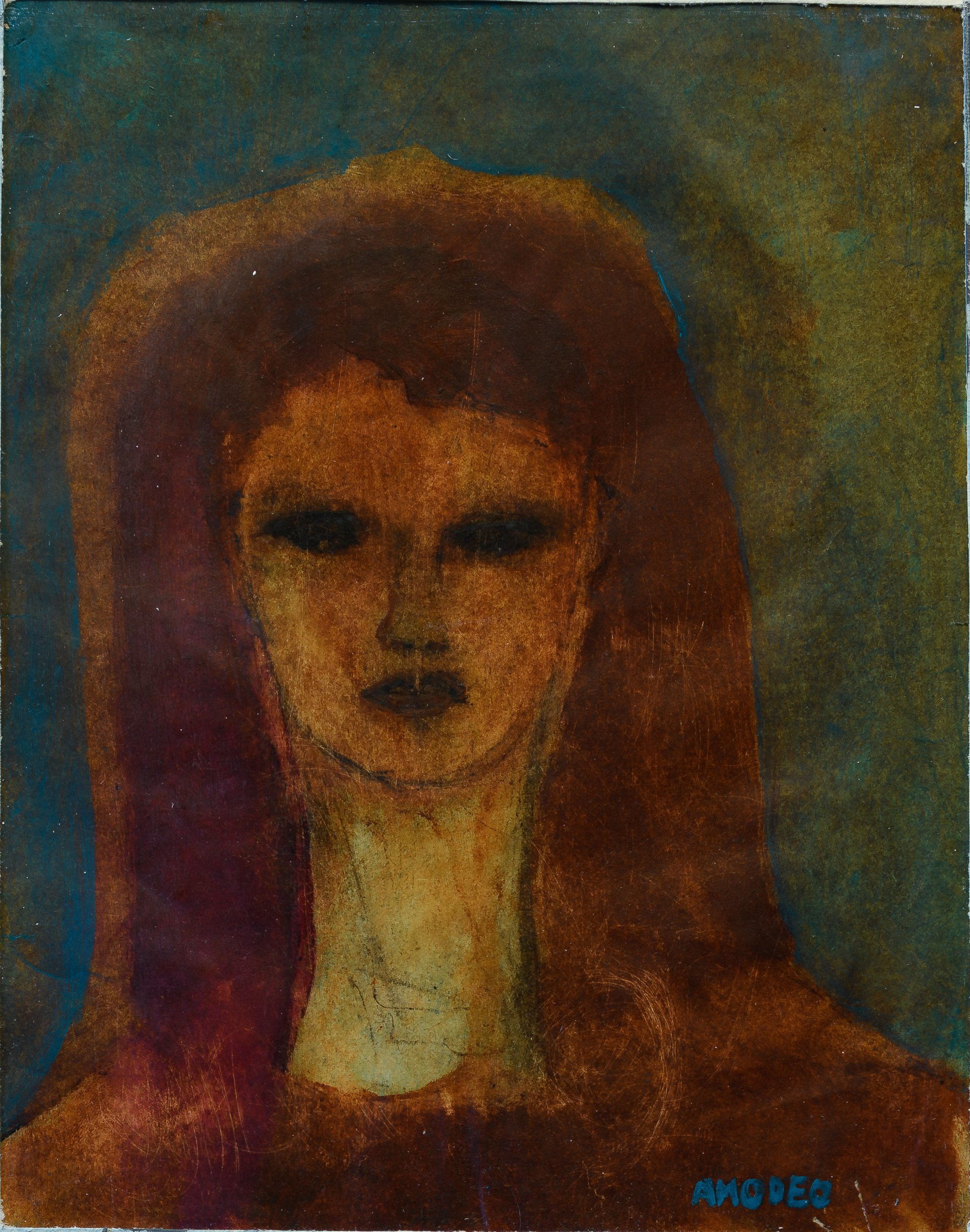  La rossa 
olio su carta e tavola, 27 x 21 cm, 2007
