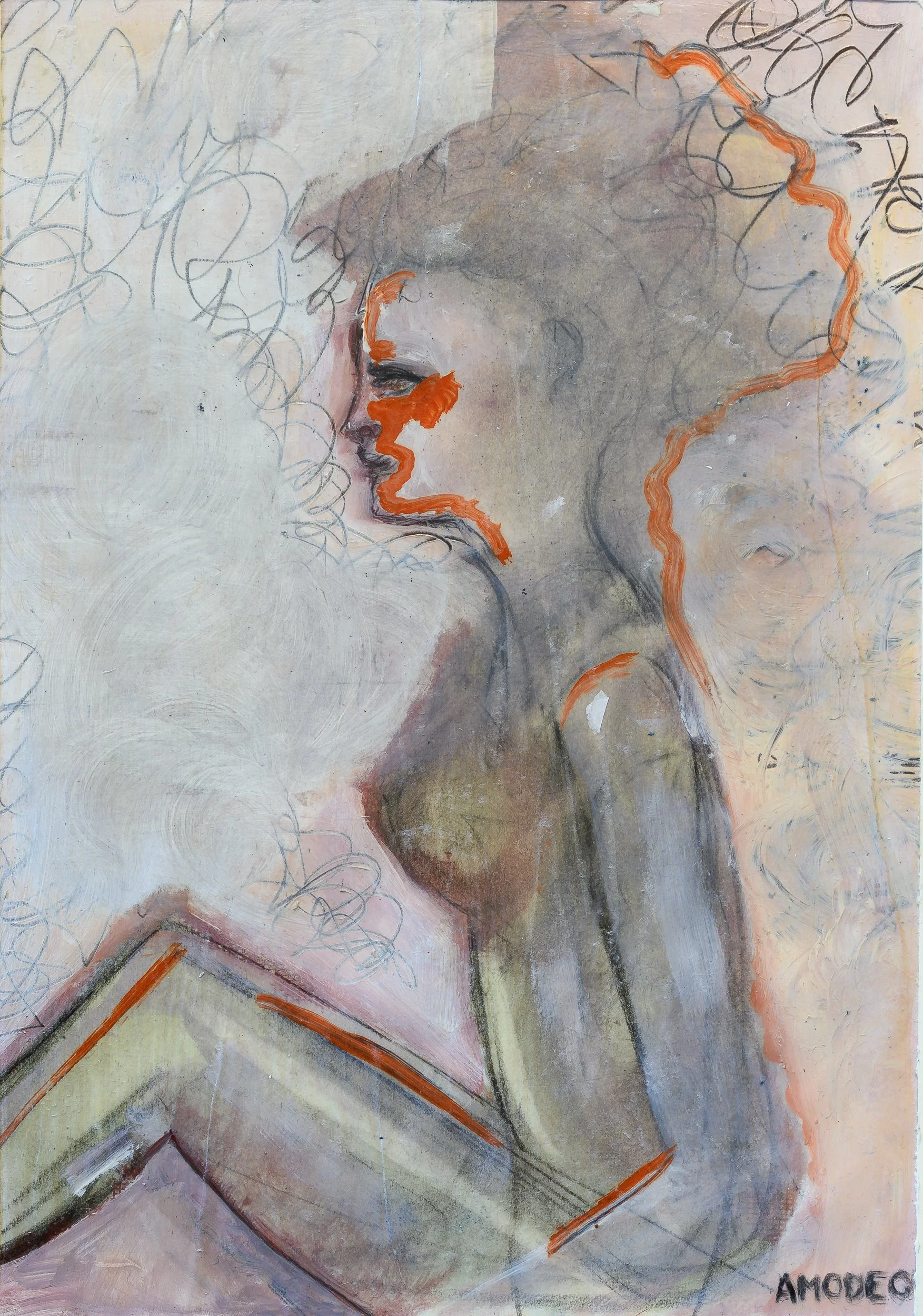  Nelle trame della pelle 
olio su cartoncino e tavola, 39 x 27 cm, 2018
