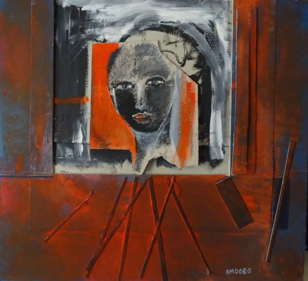  Viaggiare in un giorno del secolo 
tecnica mista  su cartone e tavola, 68 x 72 cm, 2017
