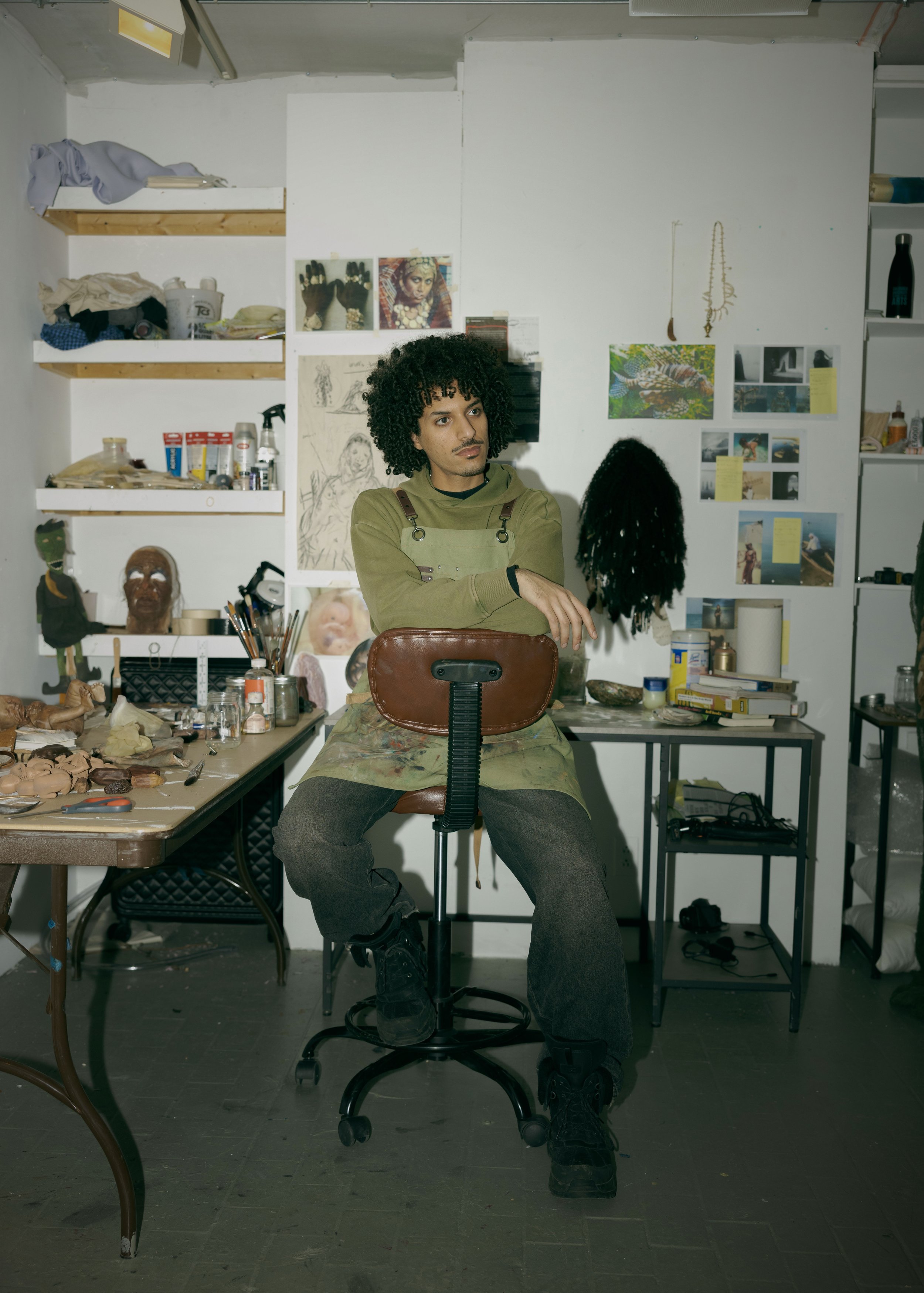Kuwaiti Artist Jassem AlSanea working primarily through sculpture. His practice centres on the construction of hyper-realistic figures, often drawn from inherited myths and narratives that have faded from everyday life in the GCC.