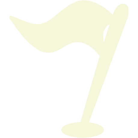 Silhouette of a golf flag on a flagstick.