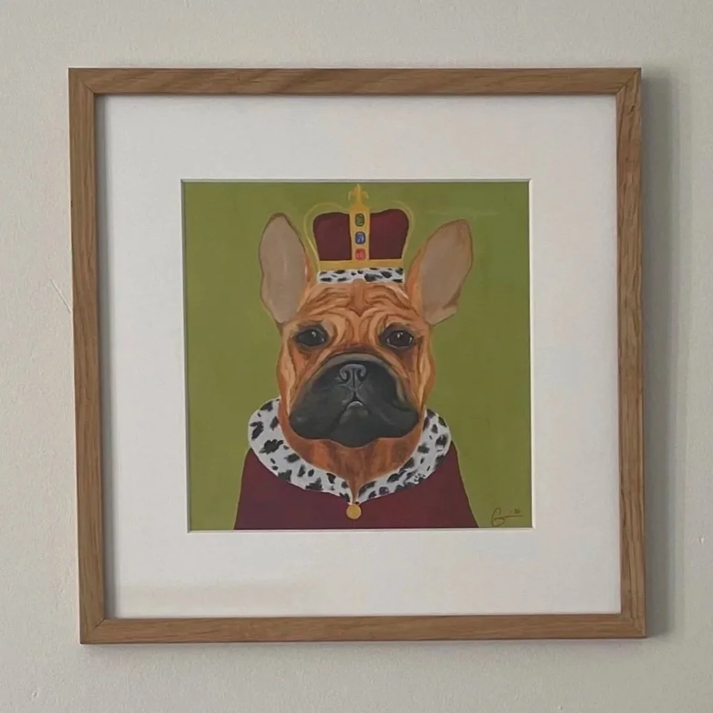 Les Royales - French Bulldog -
32 x 32 cm including the oak frame