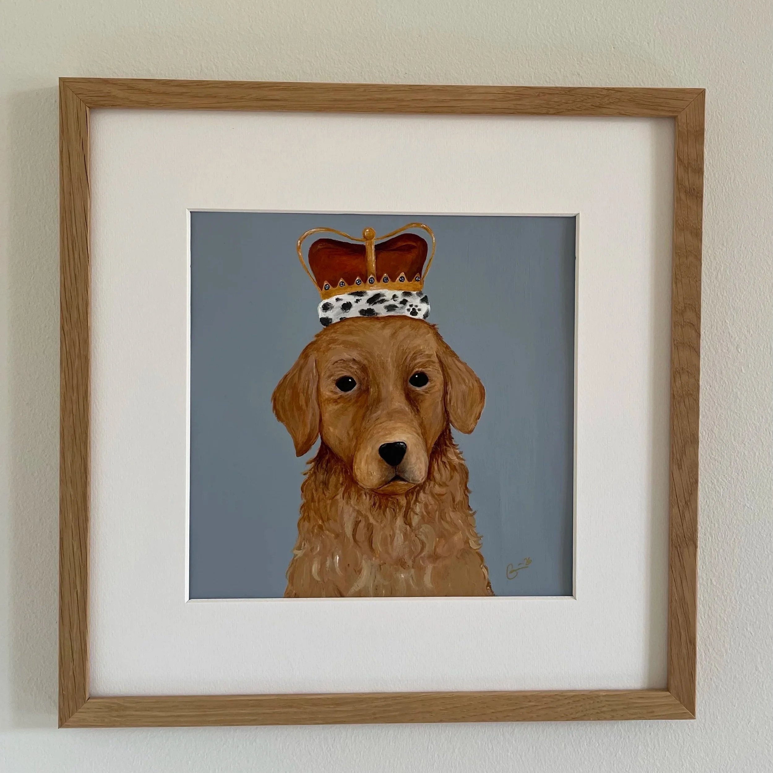 Golden Retriever -
32 x 32 cm including the oak frame