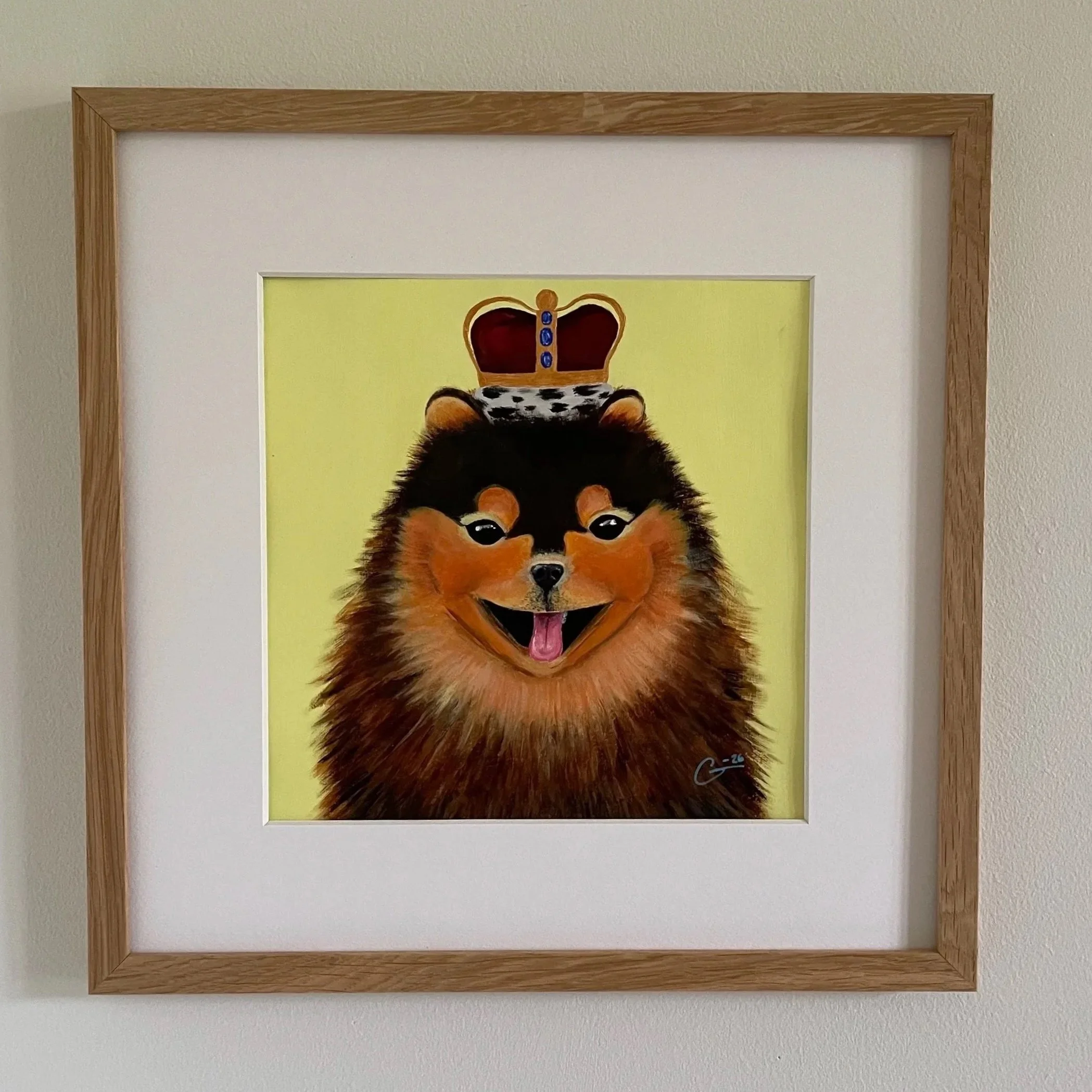 Les Royales - Pomeranian -
32 x 32 cm including the oak frame
