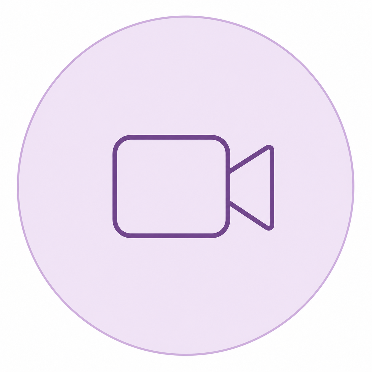 Video camera icon within a lavender circle