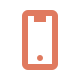 Ein Smartphone mit einem orangefarbenen Rahmen.