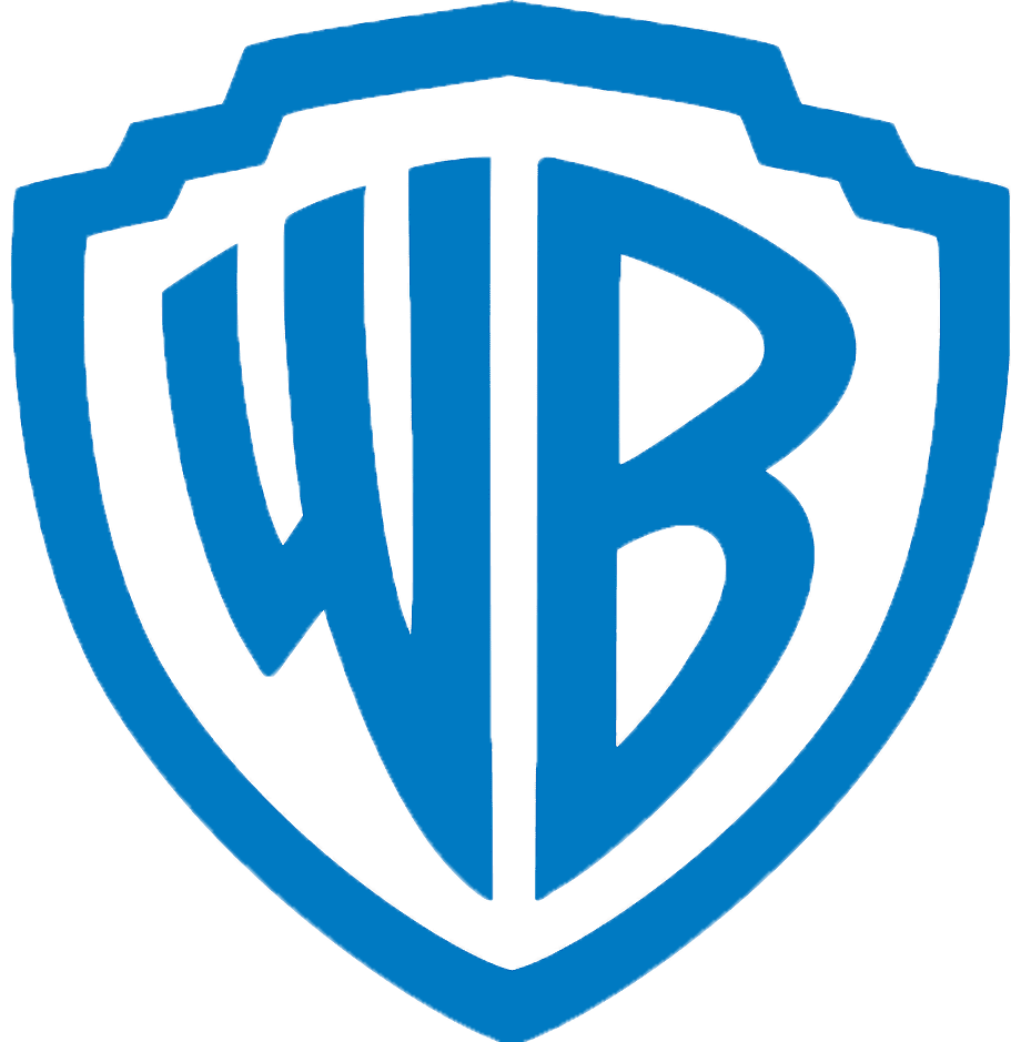 Das Logo von Warner Bros., ein blauer Schild mit den weißen Buchstaben 'WB' in der Mitte.