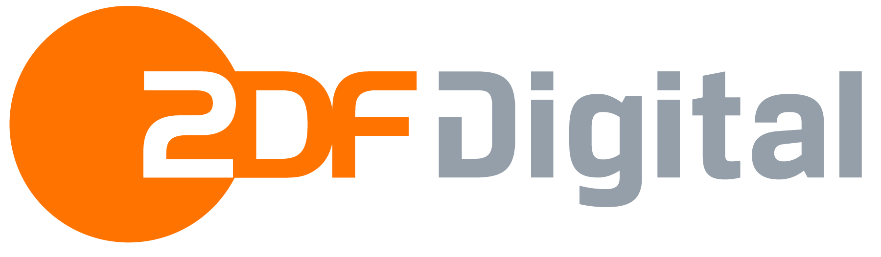 Logo von 2DF Digital mit einem orangen Kreis und grauem Text.