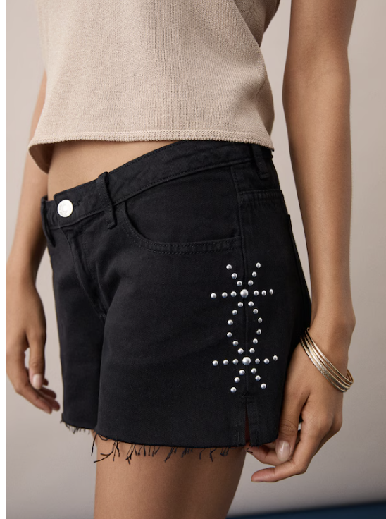 Studded Denim Shorts