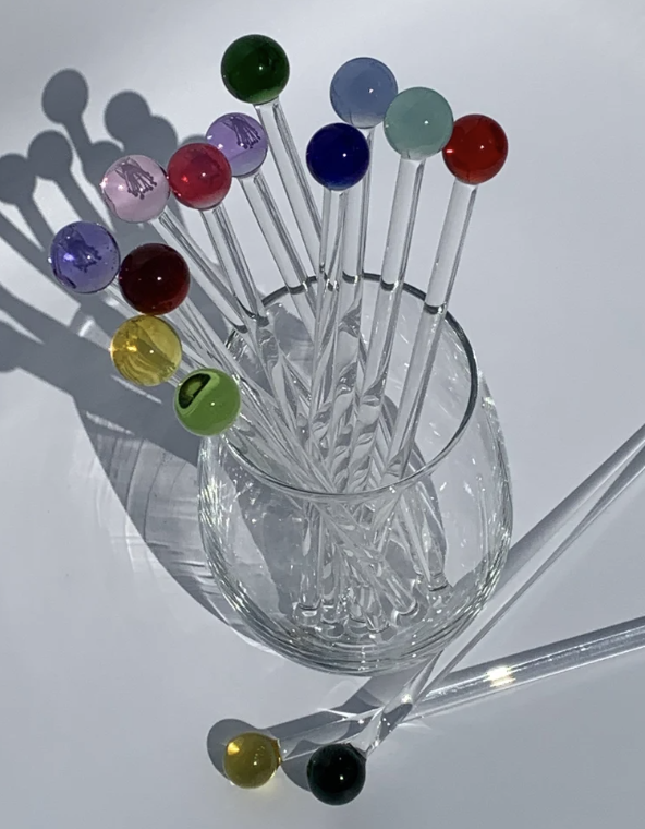 Glass Ball Cocktail Stirrers