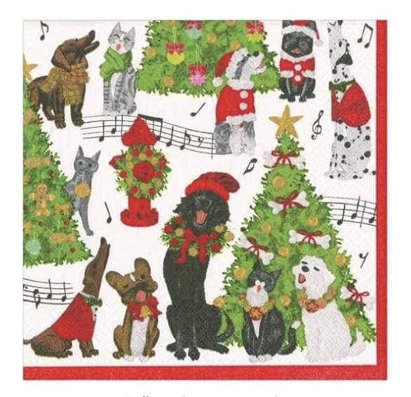 Caspari Caroling Animals Napkins