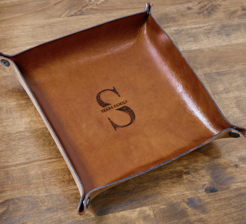 Monogrammed Leather Tray