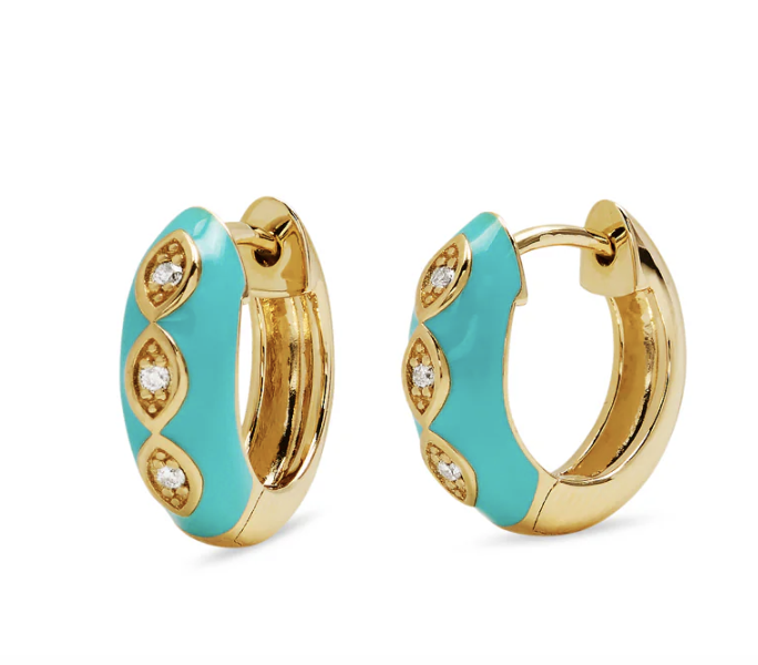 Gold Hoop Enamel Earrings