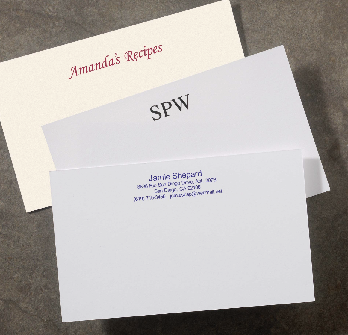 Personalized 3x5 cards