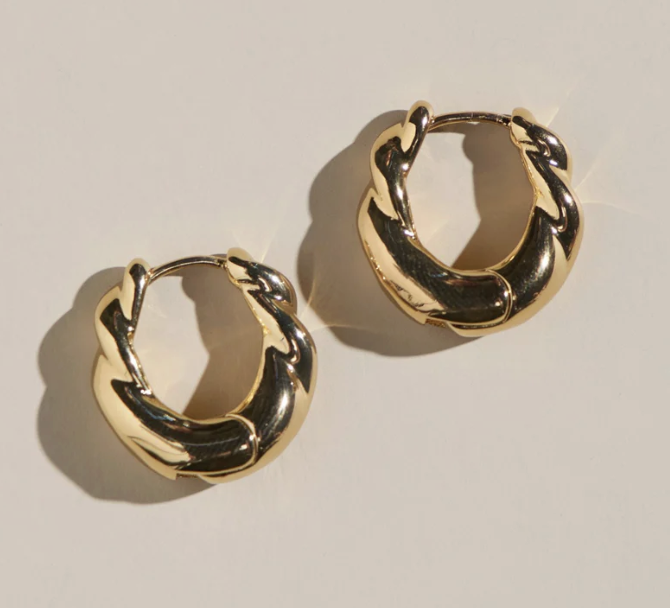 Nickel &amp; Suede Gold Hoops