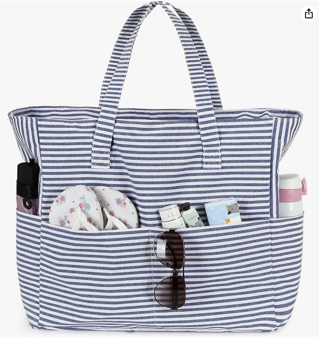 Navy Stripe Beach Bag