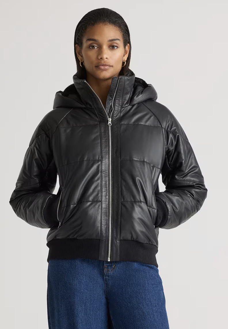 Leather Puffer Jacket